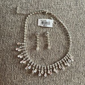 Silver and crystal necklace and earrings